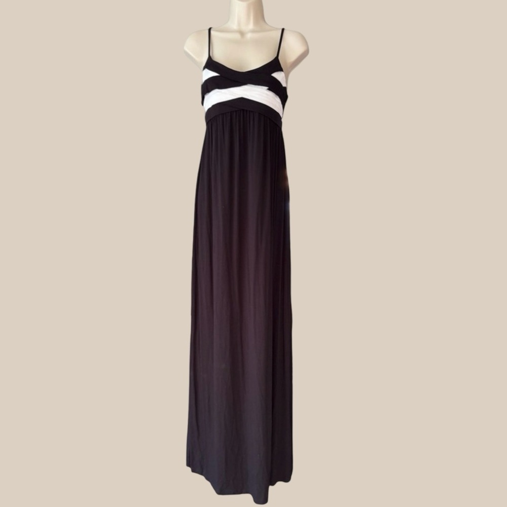 Donna Ricco New York Maxi Dress Black White Colorblock Spaghetti Strap 90s Y2K S